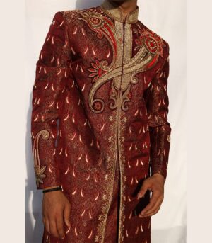Incredible Finesse And Mind Blowing Design Maroon Sherwani