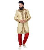 Zari Tanchoi Brocade Silk Vanilla Sherwani