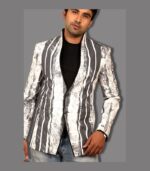 Made Of Smoother Fabric White With Shades Of Grey Designer Blazers