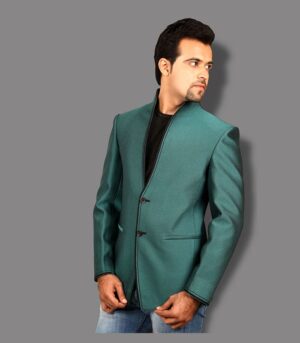 Suitable And Elegant Made Of Linen Is Crafted Green Designer Blazers
