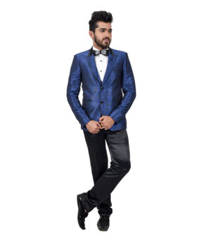 Designer Wedding Wear Blue Italian Fabric Tuxedo Suits