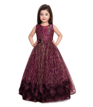 Purple Net Fashion Gown