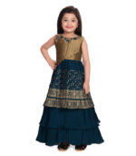 Blue Polyester Embroidered Gown