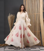 Aprudha Chanderi Hand Painted Off White Gown