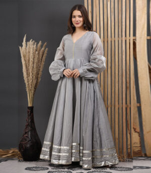 Anahe Chanderi Gota Work Grey Gown
