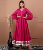 Sneh Chanderi Gota Work Pink Gown