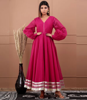 Sneh Chanderi Gota Work Pink Gown