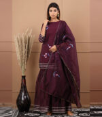 Zubeida Chanderi Hand Painted Falsi kurta sharara and dupatta Set