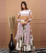 Umrao Linen Hand Block Printing Off White Lehenga Choli Dupatta Set