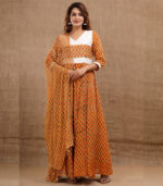 Navasa Linen Hand Block Printing Off White Kurta Dupatta Set