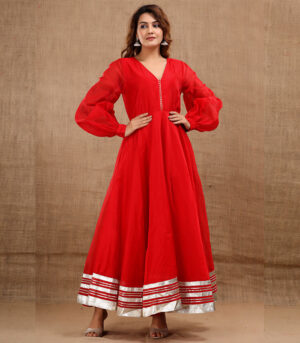 Shardha Chanderi Gota Work Red Gown