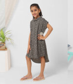 Micro Floral Black Top Dress For Girls