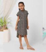 Micro Floral Black Top Dress For Girls