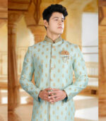 Pista Art Silk Art Work Traditional Wear Indo Western Sherwani