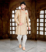 Multicolor Art Silk Art Work Traditional Wear Indo Western Sherwani