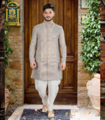 Ash Brocade Velvet Brocade Traditional Wear Indo Western Sherwani