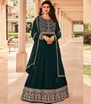 Dark Green Georgette Embroidery Party Wear Anarkali Suit