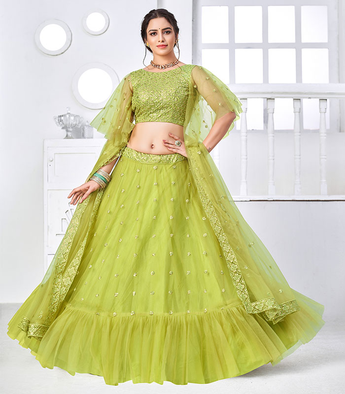 Lime Green Lehenga - Quench A Thirst- Fabilicious Fashion