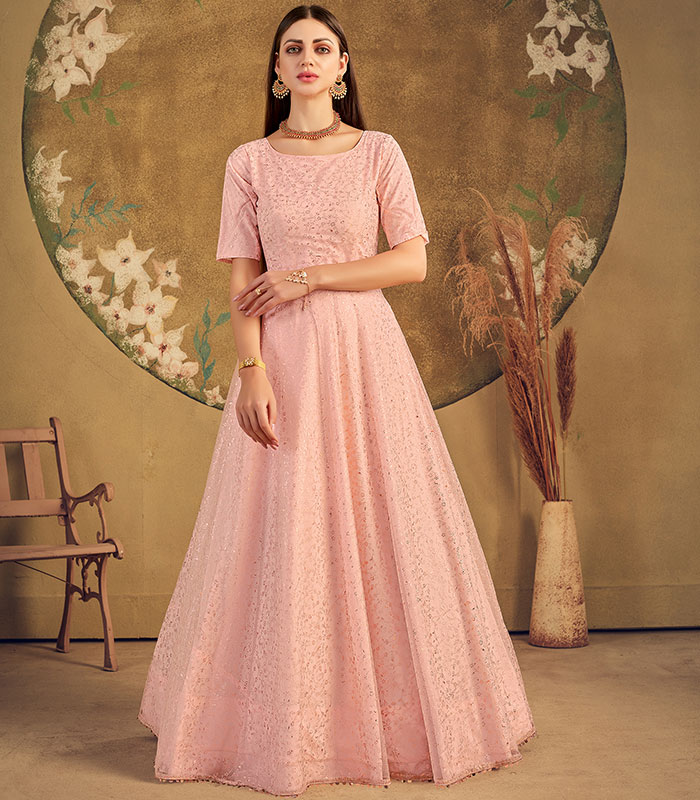 Buy Function Wear Anarkali - Embroidered Pretty Peach Anarkali Gown –  Empress Clothing