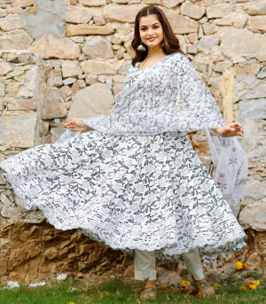 Aykez Handmade Lucknowi Chikankari Women's Straight Cotton Top Tunic Kurti  A208706 White - Aykez