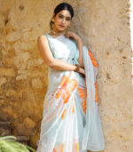 Sea Green Hand Painted Kota Doria Saree