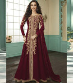 Dark Maroon Georgette Pakistani Salwar Kameez