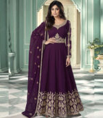 Wine Georgette Anarkali Salwar Kameez