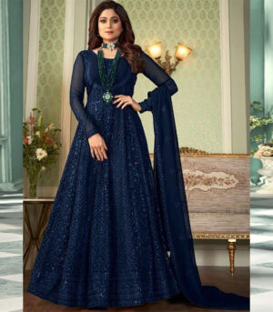 Royal Blue Georgette Anarkali Salwar Kameez