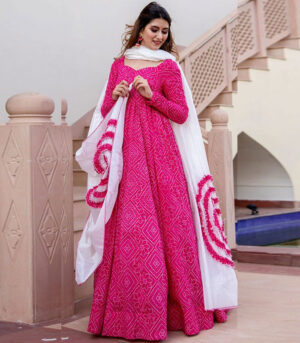 Magenta Silk Blend Anarkali Salwar Kameez