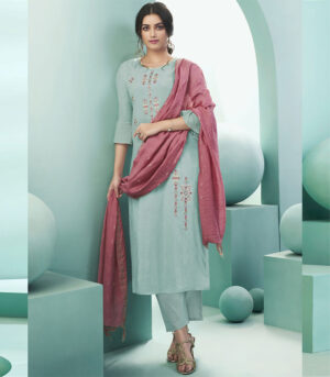 Turquoise Blended Cotton Party Wear Salwar Kameez