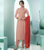 Pink Blended Cotton Party Wear Salwar Kameez