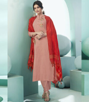 Pink Blended Cotton Party Wear Salwar Kameez