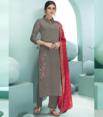 Dark Beige Blended Cotton Party Wear Salwar Kameez