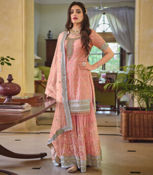 Baby Pink Georgette Pakistani Salwar Kameez