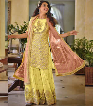 Yellow Georgette Pakistani Salwar Kameez