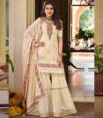 Off White Georgette Pakistani Salwar Kameez