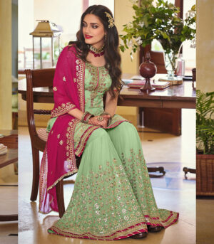 Sea Green Georgette Pakistani Salwar Kameez