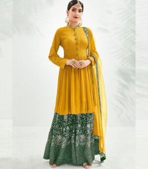 Yellow Chiffon Pakistani Salwar Kameez
