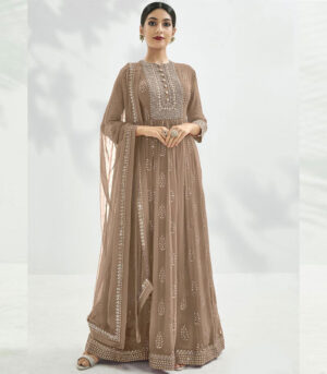 Beige Georgette Anarkali Salwar Kameez