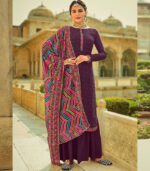 Wine Georgette Pakistani Salwar Kameez