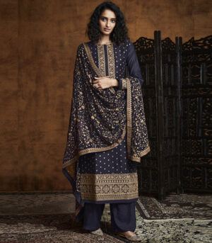 Navy Blue Georgette Party Wear Salwar Kameez