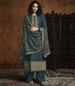 Dark Teal Georgette Party Wear Salwar Kameez