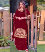 Red Golden Embroidered Sharara Suit