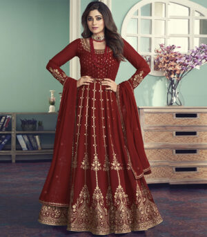 Red Sequence Embellished Bollywood Anarkali Suit