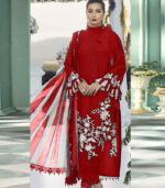 Red Jute Cotton Pakistani Salwar Kameez