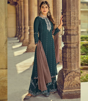Dark Teal Georgette Pakistani Salwar Kameez