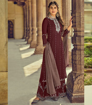 Maroon Georgette Pakistani Salwar Kameez