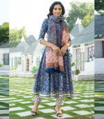 Yale Blue Kurta Set With Chanderi Dupatta