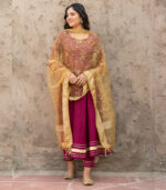 Rosewood Wine Kurta Dupatta Set