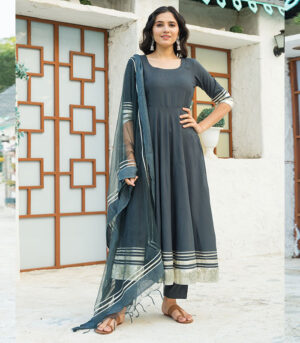 Monochrome Grey Kurta Dupatta Set